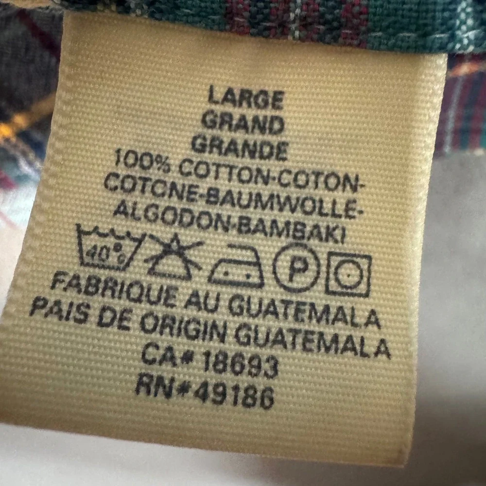 Vintage BD Baggies Short Sleeve Plaid Button Down Shirt L Teal Blue Green Casual
